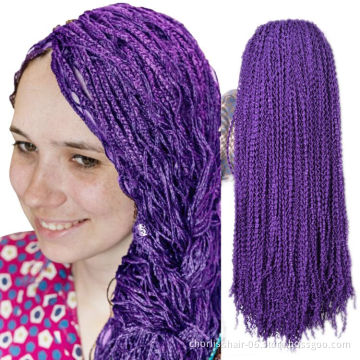 Wholesale Purple Long Pre Strenched Kinky Curly Heat Resistant Micro Crochet Braids Synthetic Extensions Crochet Braiding Hair